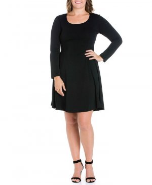 Женское приталенное платье больших размеров с расклешенной юбкой 24seven Comfort Apparel, черный Apparel