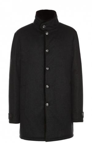 Кашемировое пальто с подкладкой из натурального меха Andrea Campagna. Цвет: темно-серый