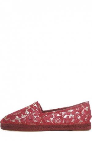 Эспадрильи из кружева Taormina Dolce & Gabbana. Цвет: красный
