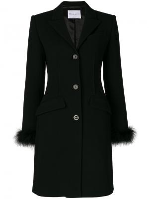Пальто на пуговицах с отделкой перьями Sonia Rykiel. Цвет: чёрный