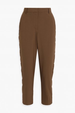 Укороченные зауженные брюки из смесовой шерсти с бархатной отделкой BRUNELLO CUCINELLI, коричневый Cucinelli