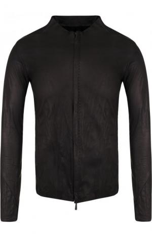 Кожаная куртка на молнии с круглым вырезом Masnada. Цвет: черный