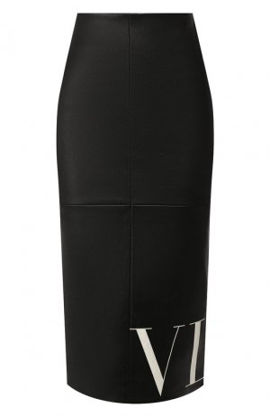 Кожаная юбка Valentino. Цвет: чёрный