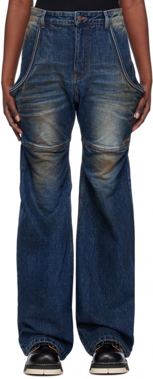Синие джинсы с прошивкой We11Done