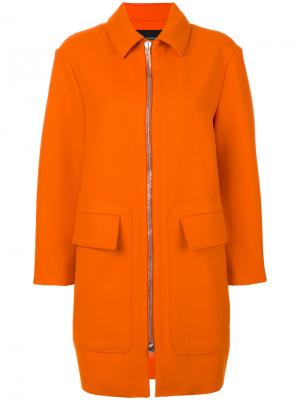 Однобортное пальто Cédric Charlier. Цвет: жёлтый и оранжевый