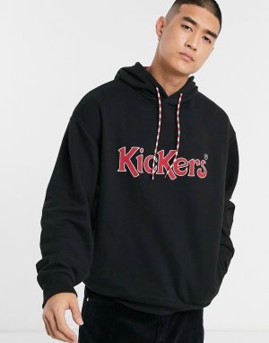 Худи черного цвета с большим логотипом -Черный Kickers
