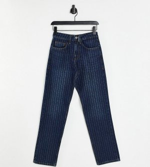 Прямые джинсы в стиле 90-х тонкую полоску COLLUSION Unisex-Голубой