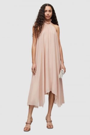 ALAYA DRESS шелковое платье, розовый AllSaints