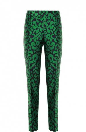 Укороченные брюки прямого кроя с контрастным принтом Oscar de la Renta. Цвет: зеленый