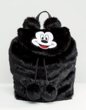 Рюкзак из искусственного меха с Микки Маусом Disney x Lazy Oaf. Цвет: черный