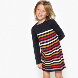 Платье-пуловер в полоску, 3-12 лет La Redoute Collections. Цвет: в полоску разноцветный