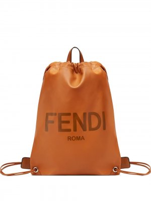 Рюкзак с кулиской и тисненым логотипом Fendi. Цвет: коричневый