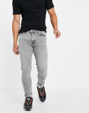 Серые выбеленные зауженные джинсы -Серый New Look