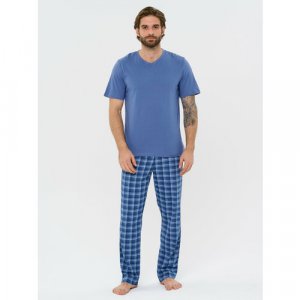 Пижама, размер 58, синий IHOMELUX. Цвет: синий/индиго