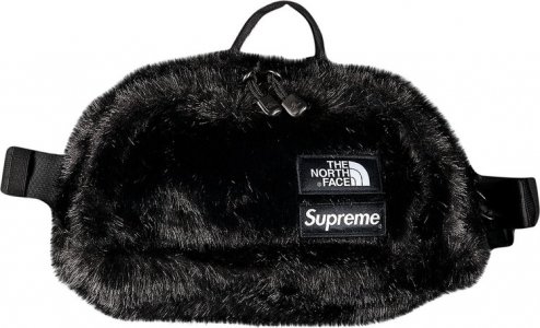 Сумка x North Face Faux Fur Waist Bag Black, черный Supreme