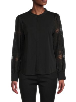 Рубашка с кружевными рукавами , черный Donna Karan