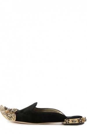 Бархатные сабо с декором Dolce & Gabbana. Цвет: черный