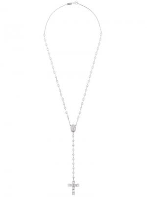 Цепочка на шею с кулоном в форме креста Dolce & Gabbana. Цвет: серебристый