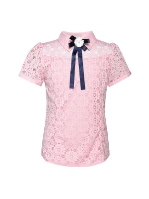 Блузка для девочки с коротким рукавом 7 одежек. Цвет: розовый