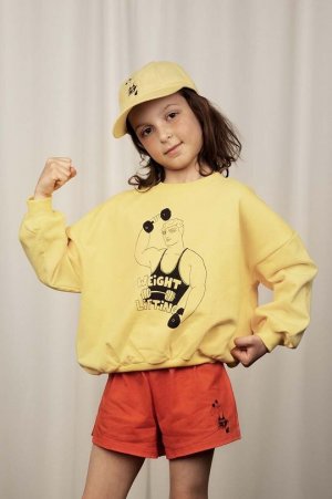 Детская хлопковая толстовка Тяжелая атлетика, желтый Mini Rodini