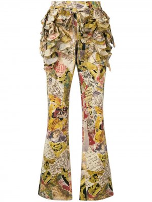 Расклешенные брюки с оборками принтом Moschino Pre-Owned. Цвет: разноцветный
