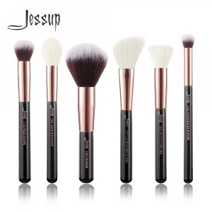 Набор профессиональных кистей для макияжа, 6 шт (Black / Rose Gold) Jessup