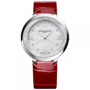 Наручные часы BAUME & MERCIER, серебряный, бордовый Baume&Mercier. Цвет: красный/бордовый/серебристый