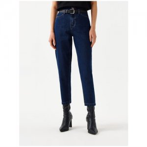 Брюки джинсовые с ремнем женские befree, 2211180740, цвет: темный индиго, размер: L Befree. Цвет: синий