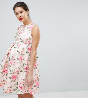 Жаккардовое платье с принтом -Мульти Chi London Maternity