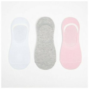 Носки , 3 пары, размер 36-39, серый, розовый, белый Kaftan. Цвет: белый
