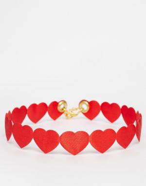 Ожерелье-чокер из красных сердечек Suzywan St Valentines DELUXE. Цвет: красный