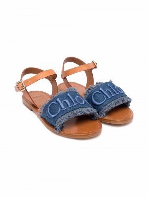 Logo-embroidered sandals Chloé Kids. Цвет: синий