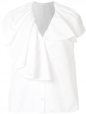 Блузка асимметричного кроя с оборками Delpozo. Цвет: белый