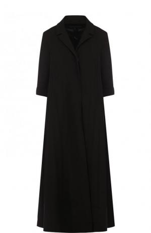 Однотонное расклешенное пальто с укороченным рукавом Tegin. Цвет: черный