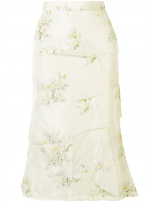 Ярусная юбка с цветочным принтом Brock Collection. Цвет: желтый