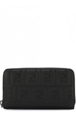 Кожаное портмоне на молнии Fendi. Цвет: черный