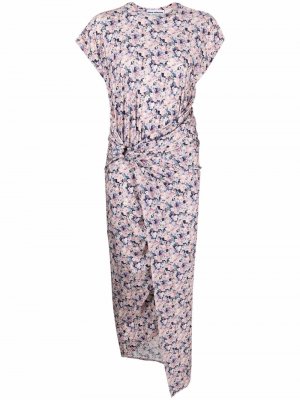 Платье миди с запахом и цветочным принтом Paco Rabanne. Цвет: розовый