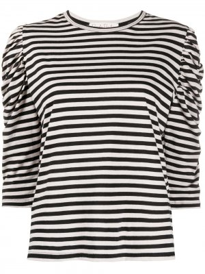 Striped-print ruffled-sleeve top Danielapi. Цвет: черный