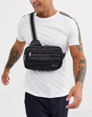 Черная стеганая сумка через плечо -Черный New Look
