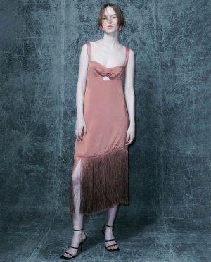 Длинное платье с бахромой, розовый Sfera