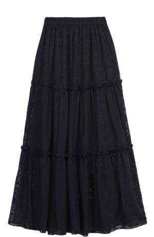 Кружевная юбка-макси с эластичным поясом Poustovit. Цвет: синий