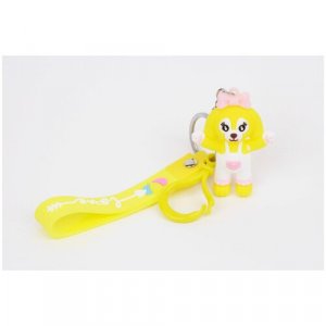 Брелок Брелок-игрушка детский Желтая собачка с бантиком, белый, розовый Kamukamu. Цвет: белый/розовый/желтый