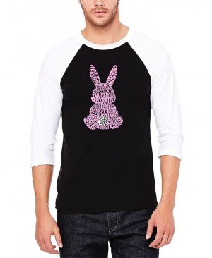 Мужская бейсбольная футболка с надписью «Пасхальный кролик» рукавами реглан LA Pop Art, мультиколор Art