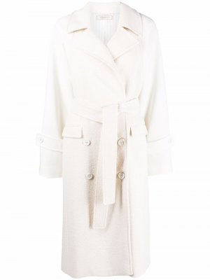 Двубортное пальто Nina Ricci. Цвет: белый