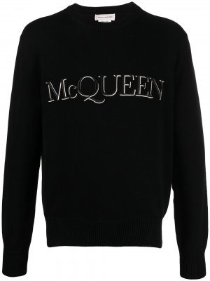 Джемпер с вышитым логотипом Alexander McQueen. Цвет: черный