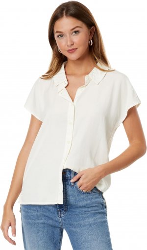 Блузка Hi-Lo на пуговицах с короткими рукавами из тенселя эффектом потертости , цвет Comfy Cream Mod-o-doc