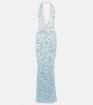 Платье макси enodia с воротником-халтер и пайетками , синий Aya Muse
