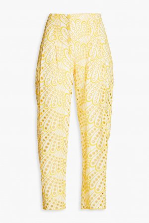 Укороченные зауженные брюки Simone из английской бродери смесового хлопка , желтый CHARO RUIZ IBIZA