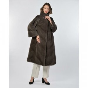 Пальто , норка, силуэт трапеция, карманы, размер 40, коричневый Manakas Frankfurt. Цвет: коричневый