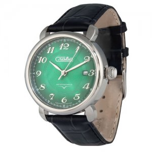 Наручные часы Традиция, серебряный Слава. Цвет: серебристый/зеленый